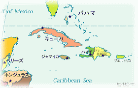 ドミニカの地図。中心右よりの黄色い部分です