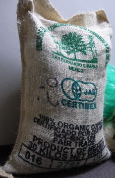 有機栽培コーヒー生豆 メキシコ・シェラ・マードレの麻袋