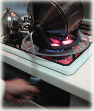 焙煎器の焙煎回転時の写真です